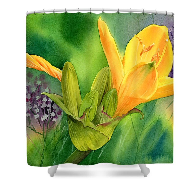 Lily Shower Curtain featuring the painting Spring Melody by Espero Art