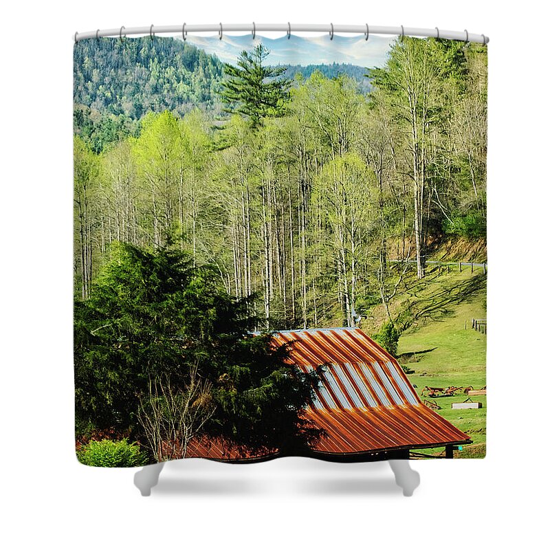 Spring On Bobs Creek Road North Carolina Shower Curtain featuring the photograph Spring On Bobs Creek Road North Carolina by Bellesouth Studio