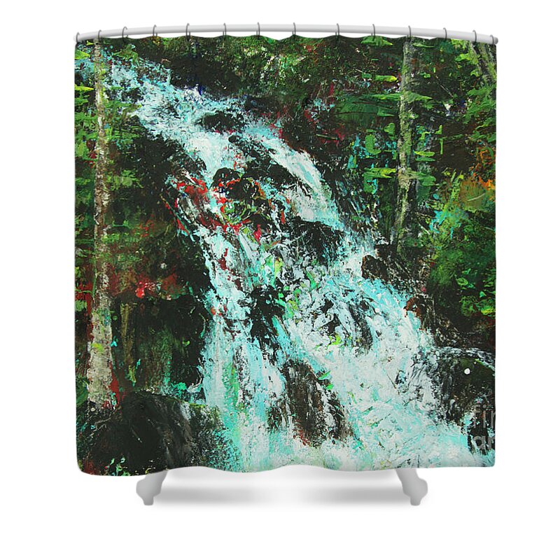 Landscape Shower Curtain featuring the painting Spring Runoff by Jeanette French