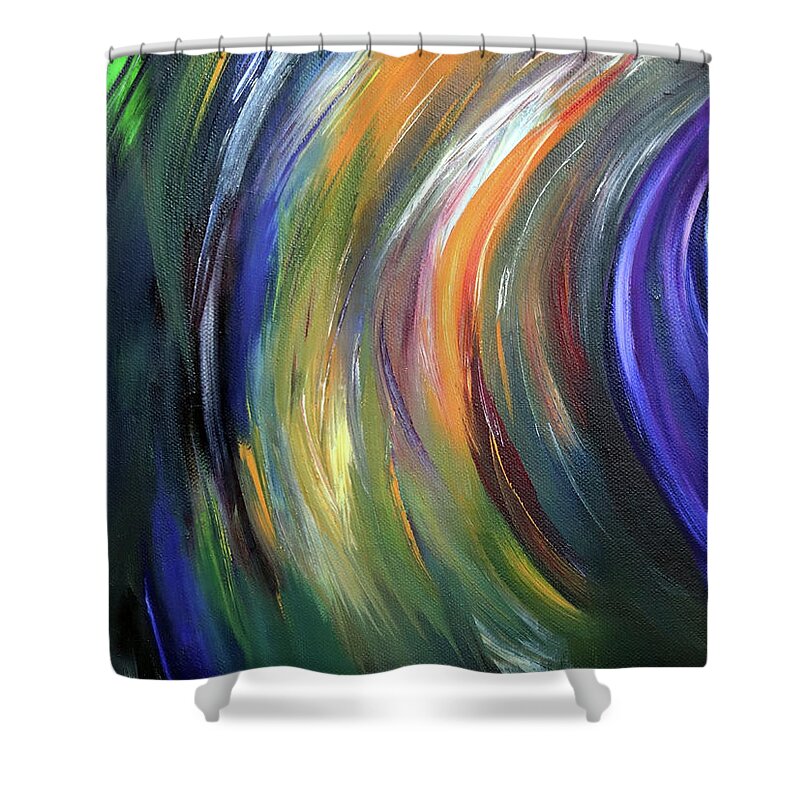 Spring Shower Curtain featuring the painting Spring Winds Meet The Winter Evening Signed Painting by Johanna Hurmerinta