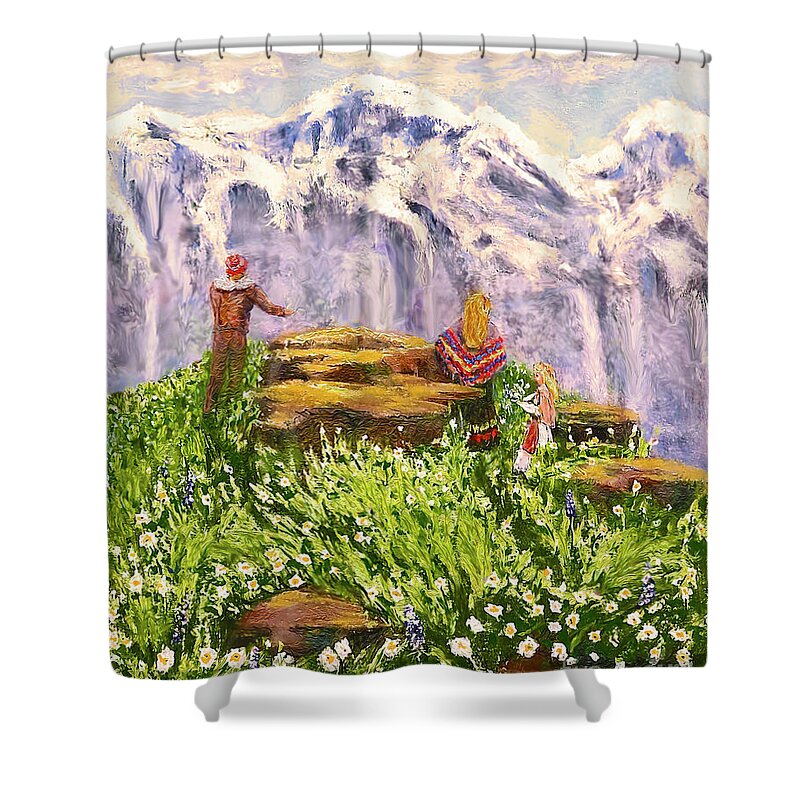 Spring Shower Curtain featuring the painting Springtime in the Fjords by Bonnie Marie