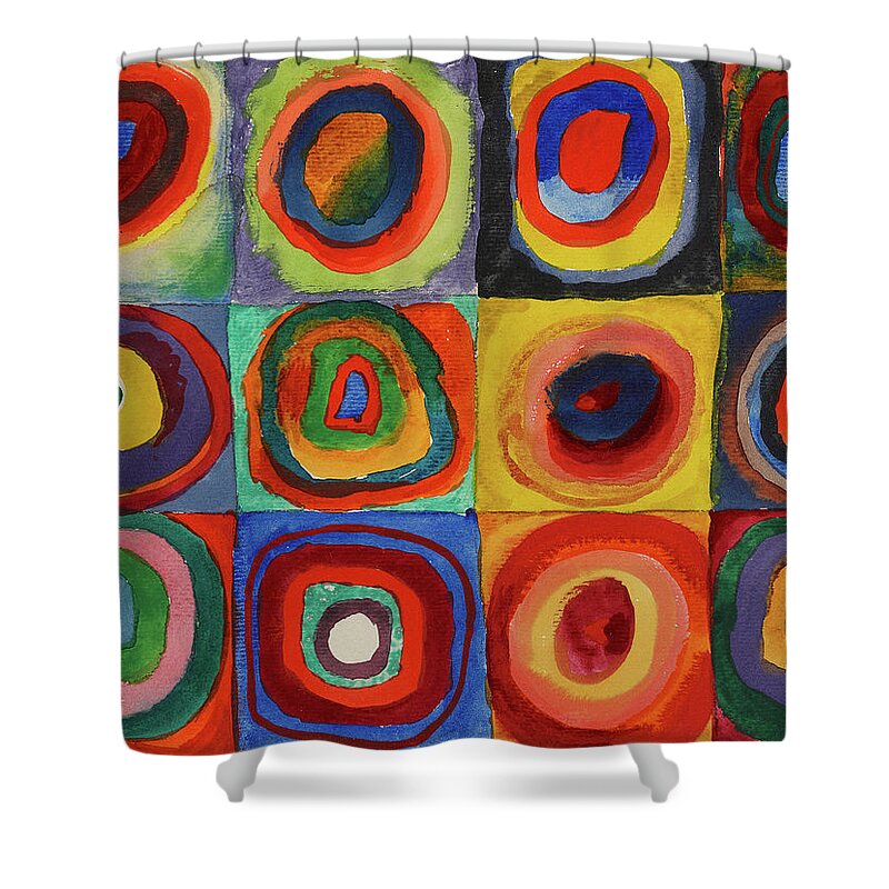 Wassily Shower Curtain featuring the painting Squares With Concentric Circles, 1913 by Wassily Kandinsky