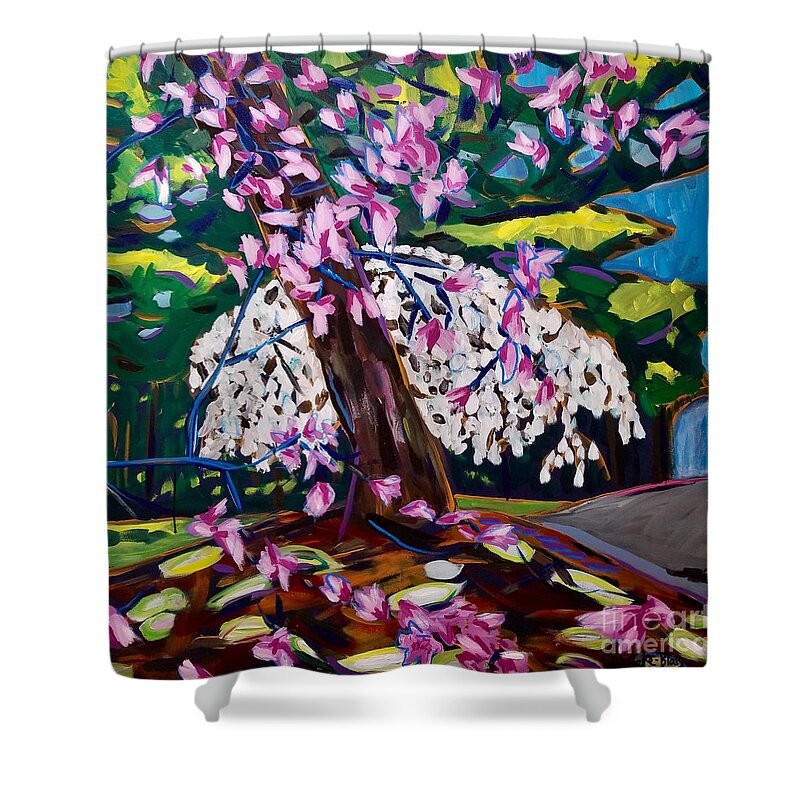 Spring Shower Curtain featuring the painting Spring Snippet by Catherine Gruetzke-Blais