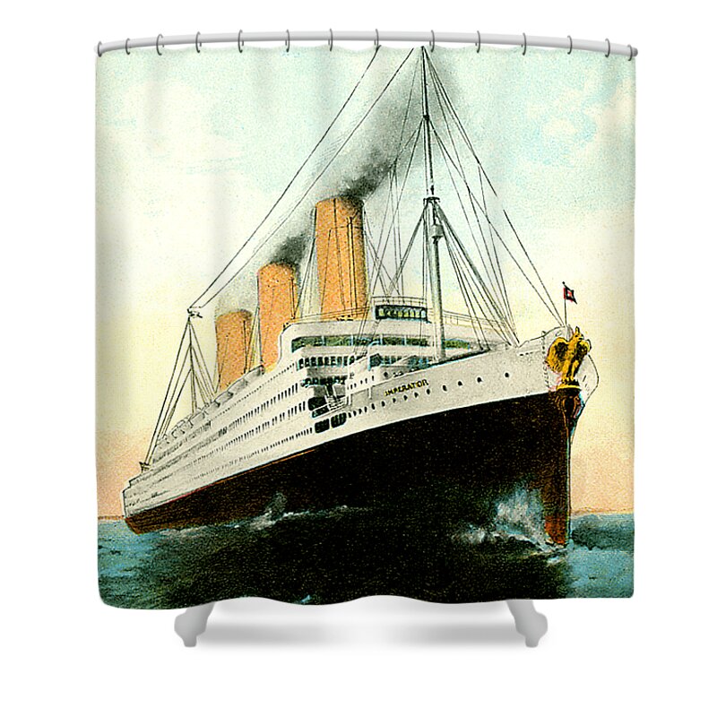 S/s Imperator Shower Curtain featuring the painting SS Imperator Hamburg America Line	 by Unknown