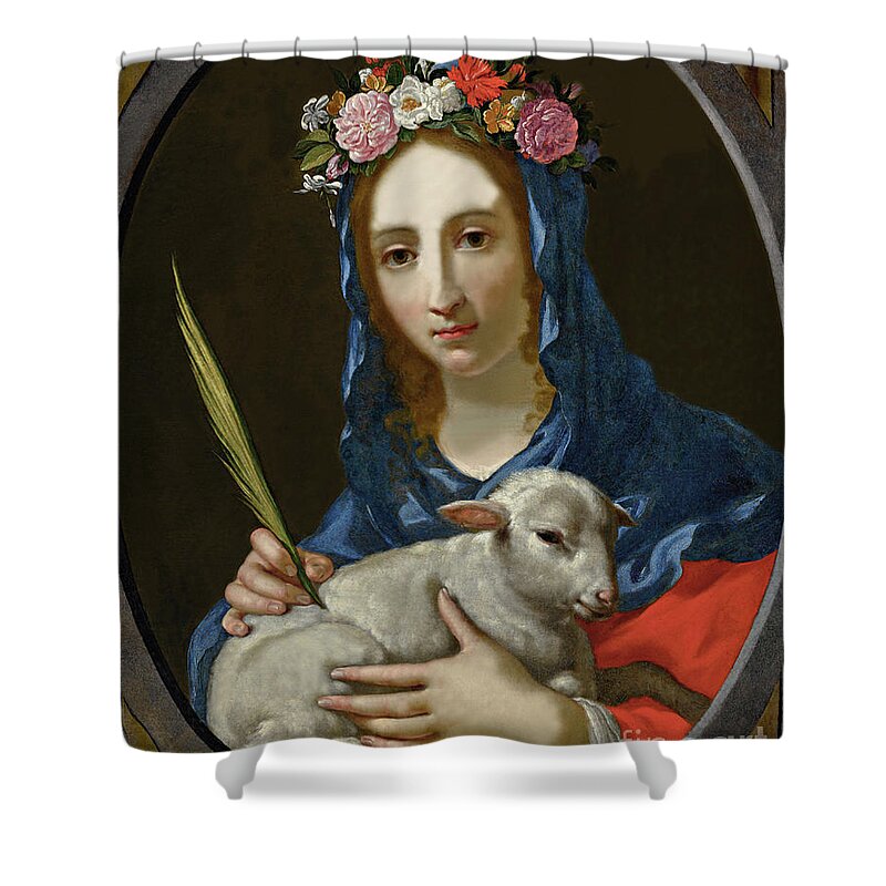 St. Agnes Shower Curtain featuring the painting St. Agnes - CZGNE by Ceseri Dandini
