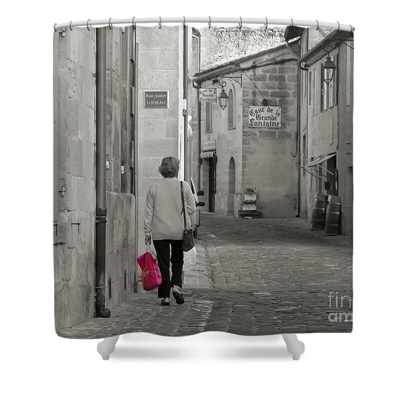 St Shower Curtain featuring the photograph St. Emillion Shopper by Thomas Marchessault