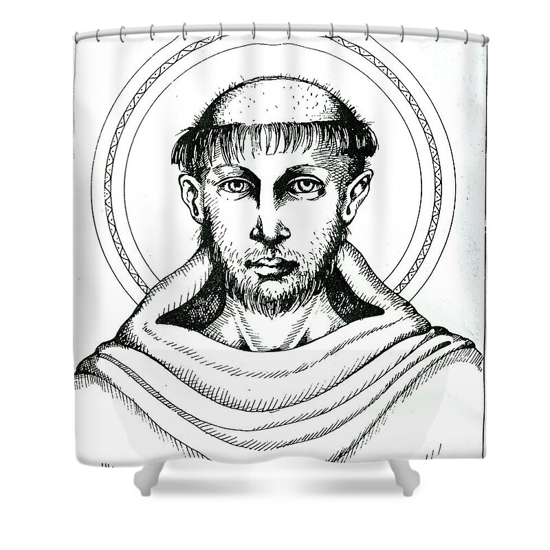 St Francis Shower Curtain featuring the drawing St Francis by William Hart McNichols