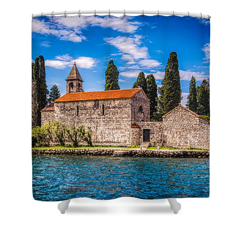 Montenegro Shower Curtain featuring the photograph St. George Abbey by Fred J Lord