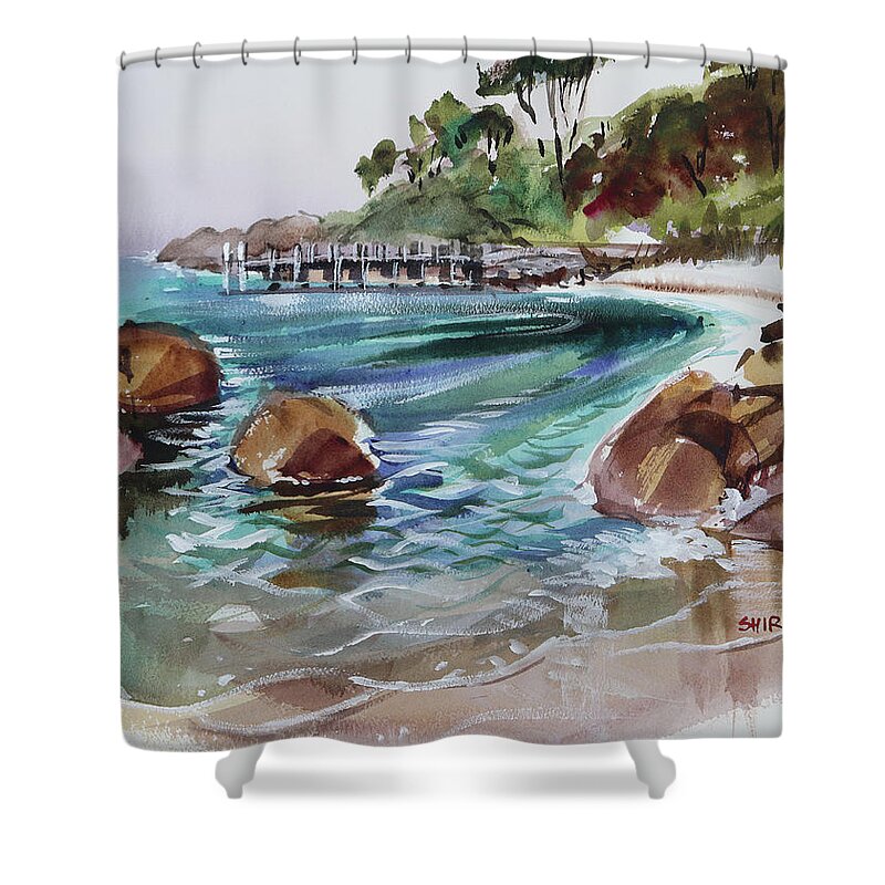 Landscape Shower Curtain featuring the painting St Helens by Shirley Peters