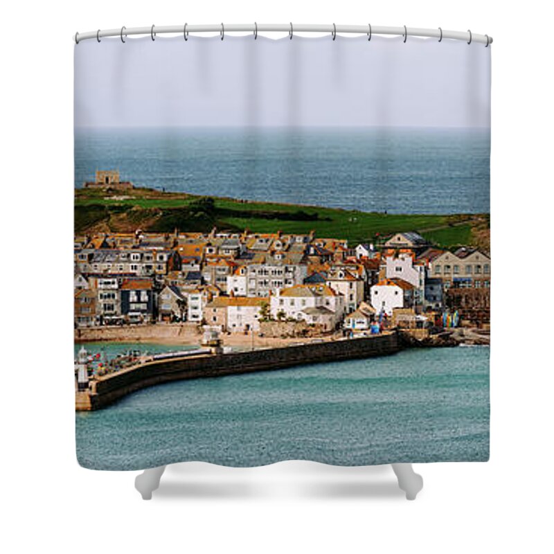 Coast Shower Curtain featuring the photograph St Ives Harbour Cornwall South West Coast Path by Sonny Ryse