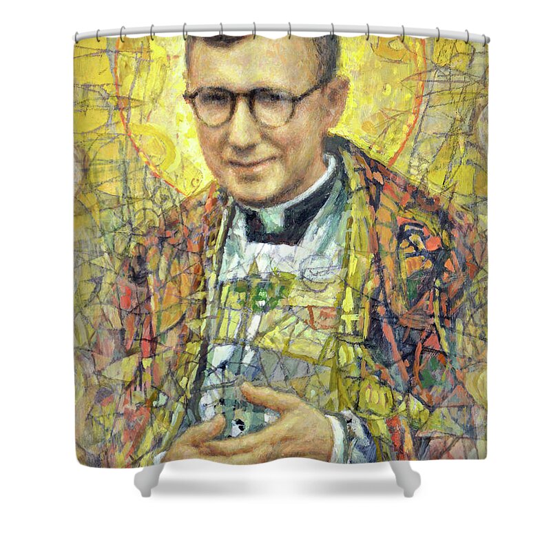 Saint Shower Curtain featuring the painting St. Jose Maria Escriva by Cameron Smith