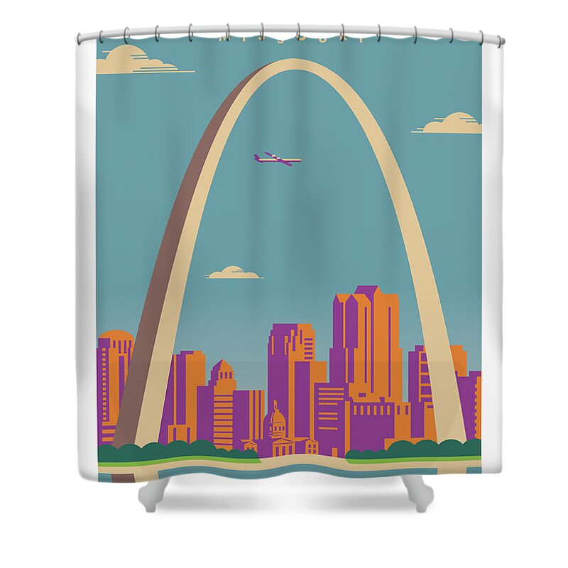Travel Poster Shower Curtain featuring the digital art St. Louis Poster - Vintage Travel by Jim Zahniser