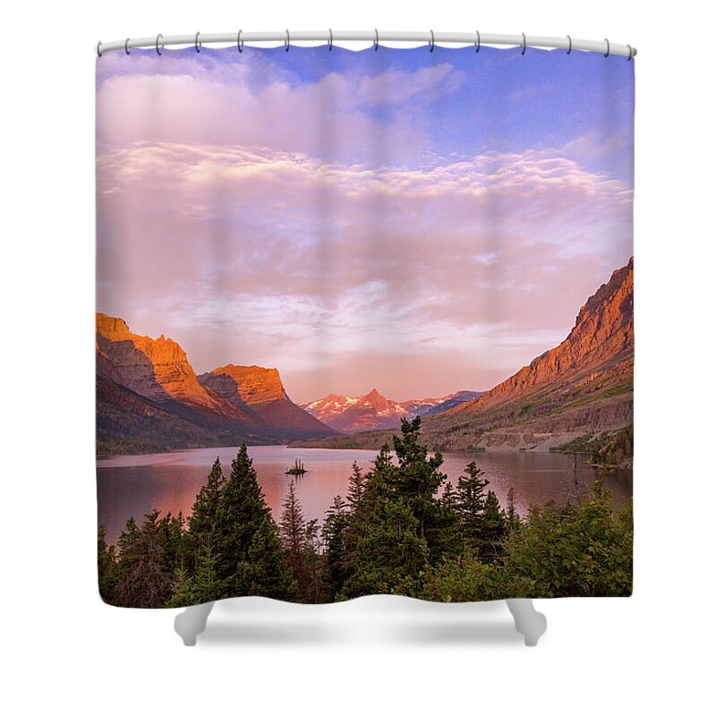 Glacier National Park Shower Curtain featuring the photograph St. Mary Lake Dawn by Jack Bell