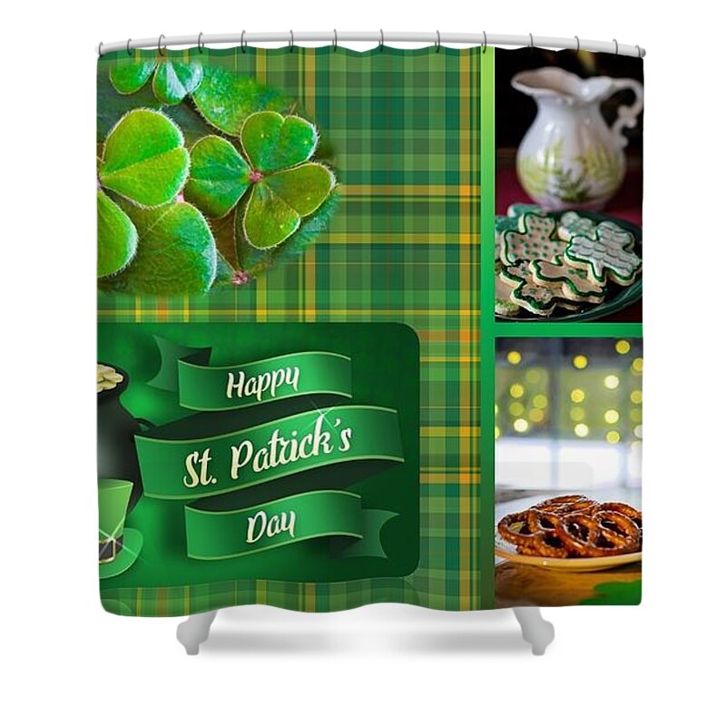 Irish Shower Curtain featuring the mixed media St. Patrick's Day Celebration by Nancy Ayanna Wyatt