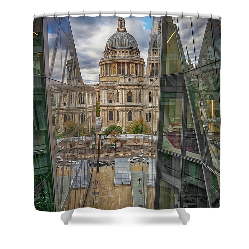 St Pauls Shower Curtain featuring the photograph St Pauls Cathedral London from the lift in One New Change by John Gilham