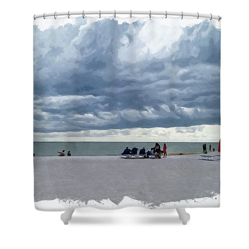  Rain Shower Curtain featuring the digital art St. Pete Beach by Chauncy Holmes