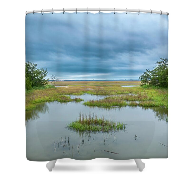 River Shower Curtain featuring the photograph St Simon Wetlands by Ginger Stein