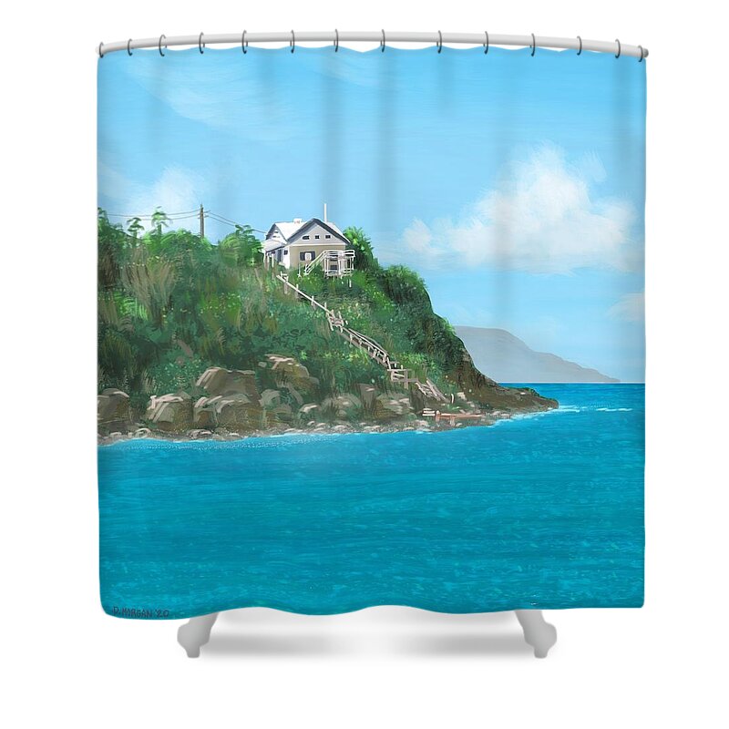 Sea Shower Curtain featuring the digital art St Thomas by Don Morgan