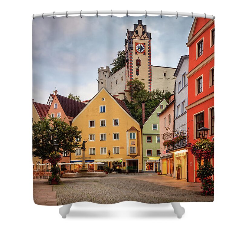Bavaria Shower Curtain featuring the photograph Stadtbrunnen in Fussen, Germany by Alexey Stiop