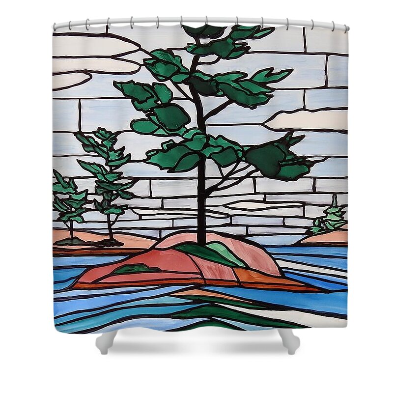 Alcohol Ink Shower Curtain featuring the painting Georgian Bay SG6 by Petra Burgmann