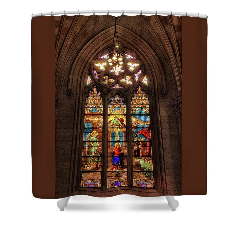 St. Patrick's Cathedral Shower Curtain featuring the photograph Stained Glass WIndows by Jessica Jenney