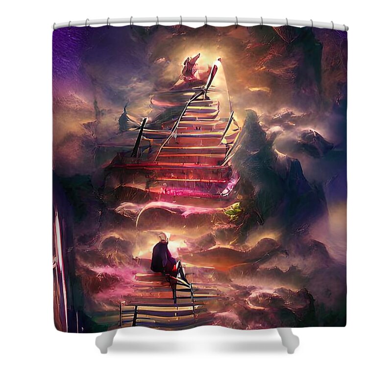 Stairway Shower Curtain featuring the digital art Stairway to Heaven by Alexander Fedin