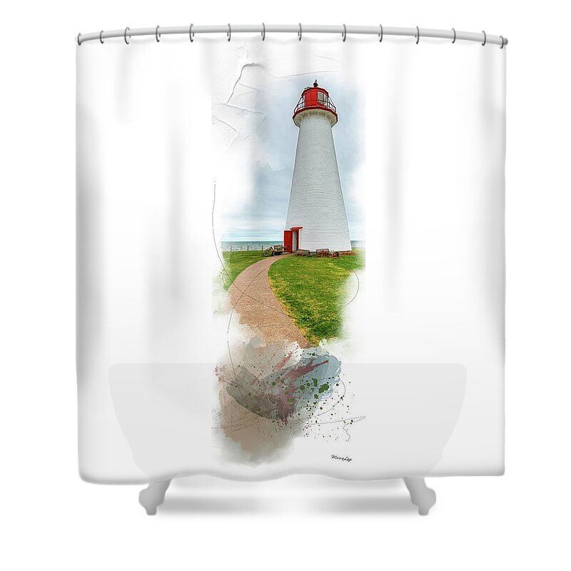 Lighthouse Shower Curtain featuring the mixed media Standing Tall by Moira Law