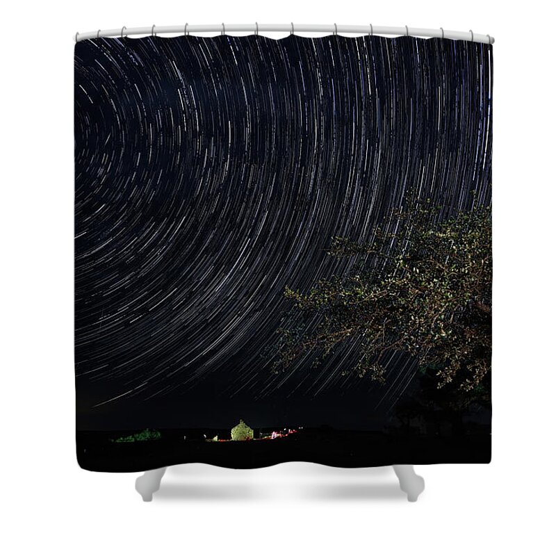 Astrophotography Shower Curtain featuring the digital art Star Trails June 2022 by Brad Barton