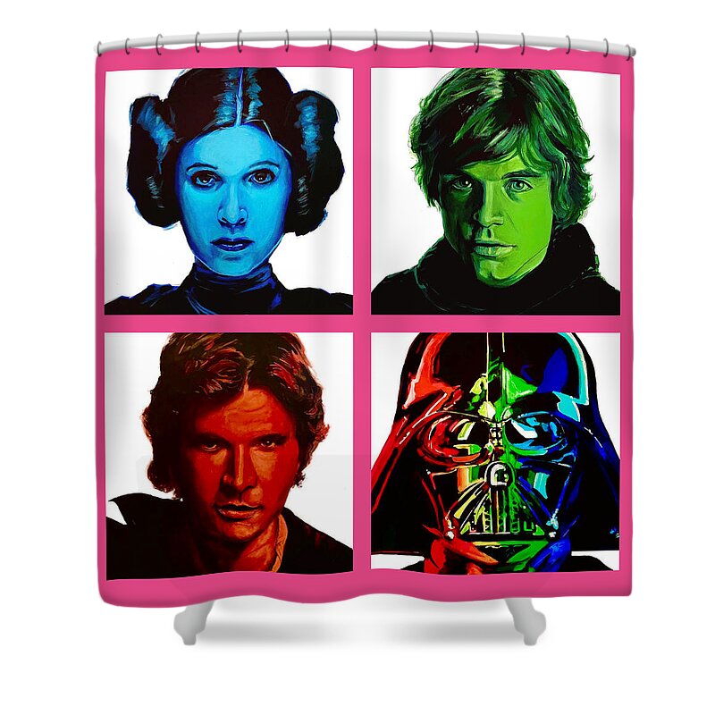 Star Wars Shower Curtain featuring the painting Star Wars Icons by Joel Tesch