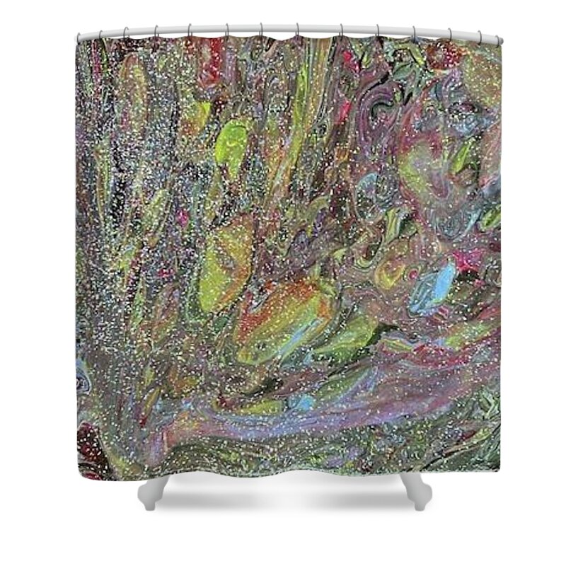 Stardust Shower Curtain featuring the painting Stardust by Pour Your heART Out Artworks