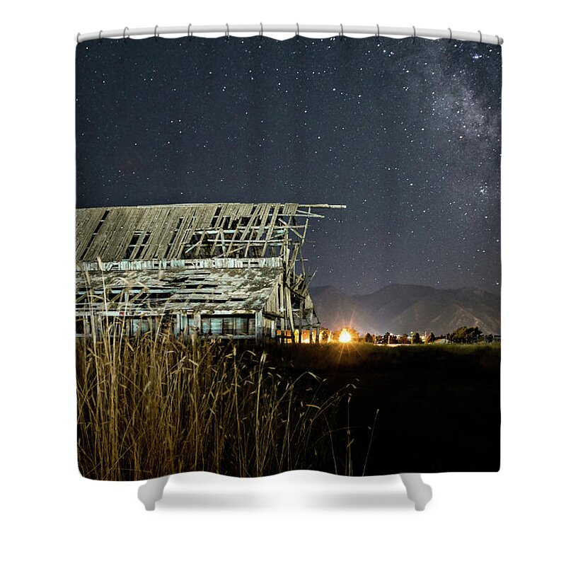 Barn Shower Curtain featuring the photograph Starry Barn by Wesley Aston