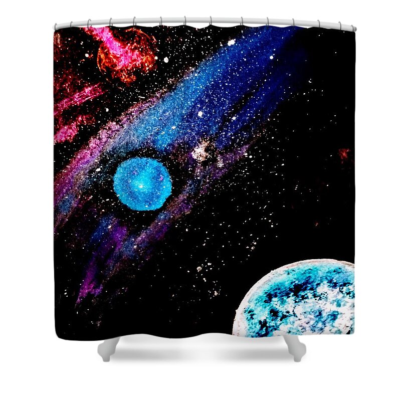 Stars Shower Curtain featuring the painting Starry Night by Anna Adams