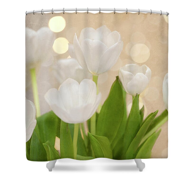 White Flowers Shower Curtain featuring the photograph Stars In Your Eyes by Jill Love
