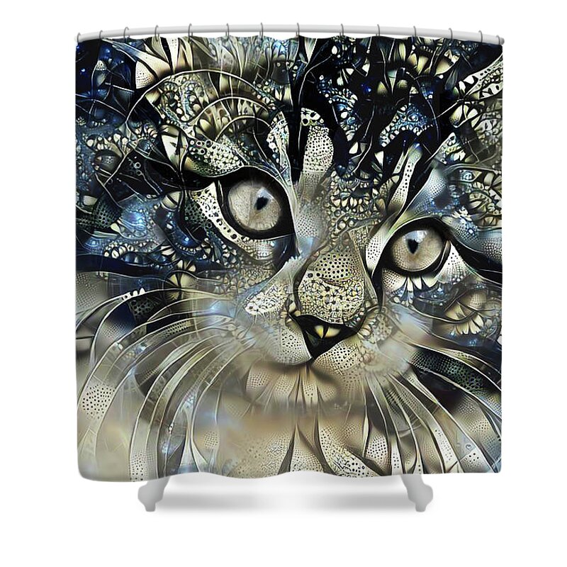 Cat Shower Curtain featuring the digital art Starstruck by Peggy Collins