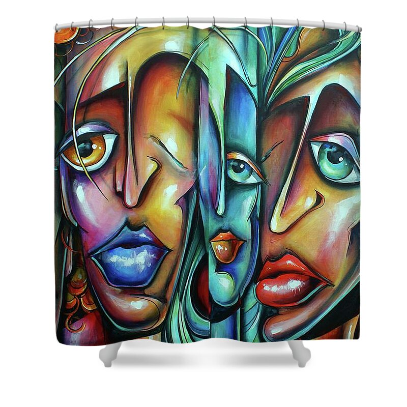 Urban Expressions Shower Curtain featuring the painting State of Unity by Michael Lang