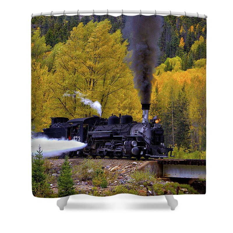 Steam Engine Shower Curtain featuring the photograph Steam Engine by Bob Falcone