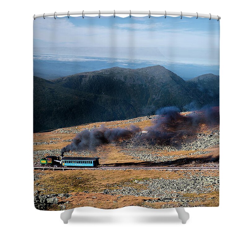 Steam Engine Shower Curtain featuring the photograph Steam in the Mountains by Regina Muscarella