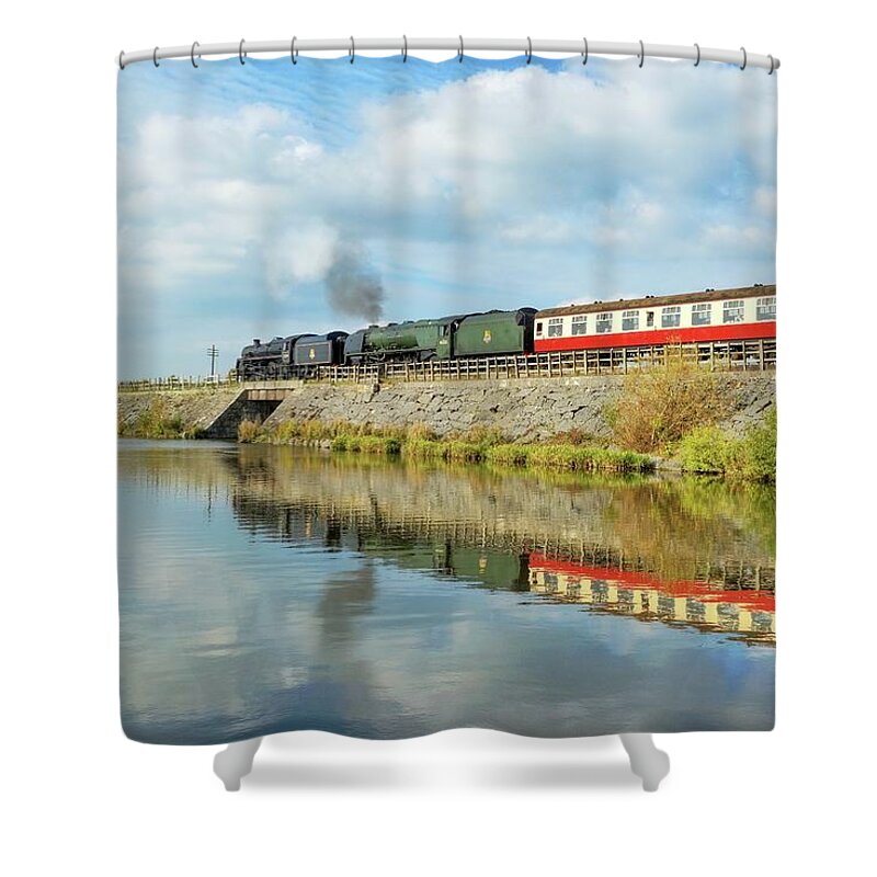Steam Shower Curtain featuring the photograph Steam Train Reflections by David Birchall