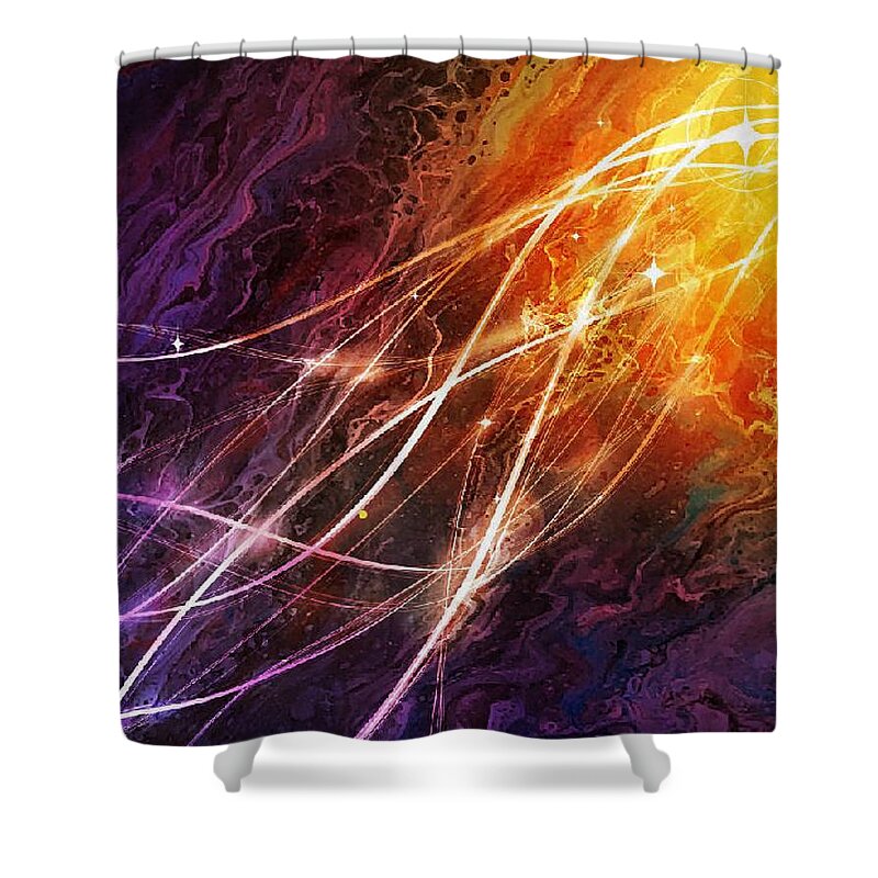 Fluid Shower Curtain featuring the painting Stellar Path by Art by Gabriele