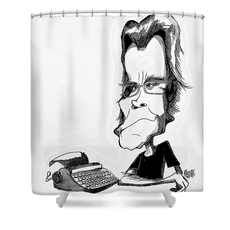 Novelist Shower Curtain featuring the drawing Stephen King by Michael Hopkins