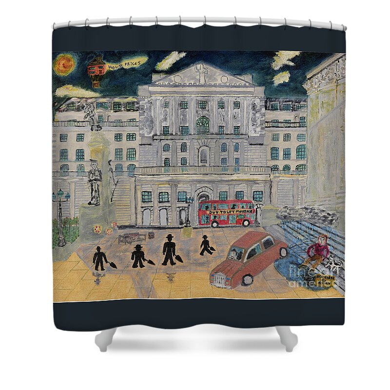 London Shower Curtain featuring the painting Sterling Disaster by David Westwood