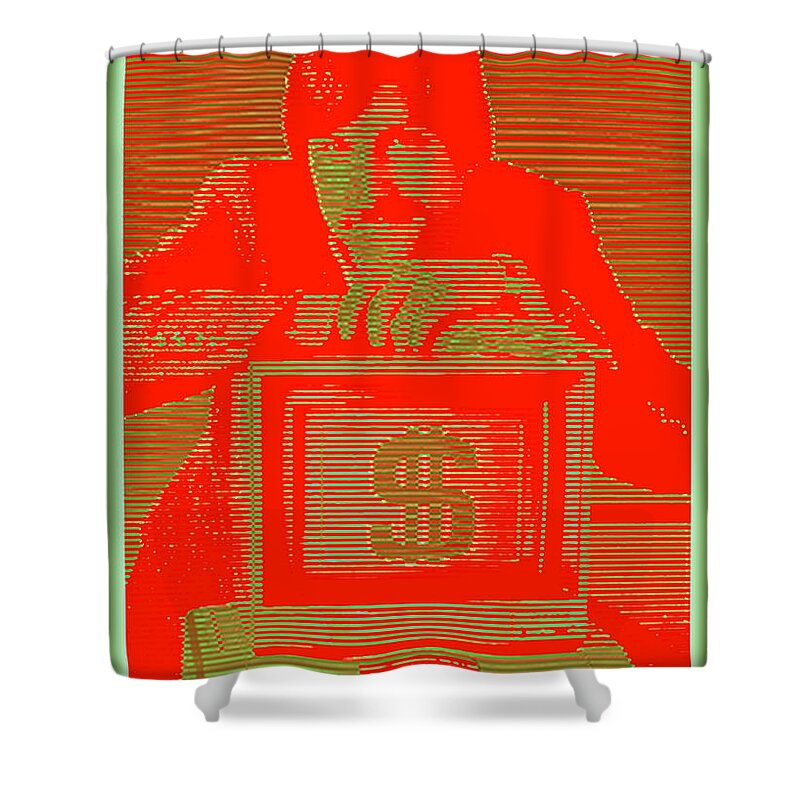Wunderle Shower Curtain featuring the digital art Steve Jobs V1B by Wunderle