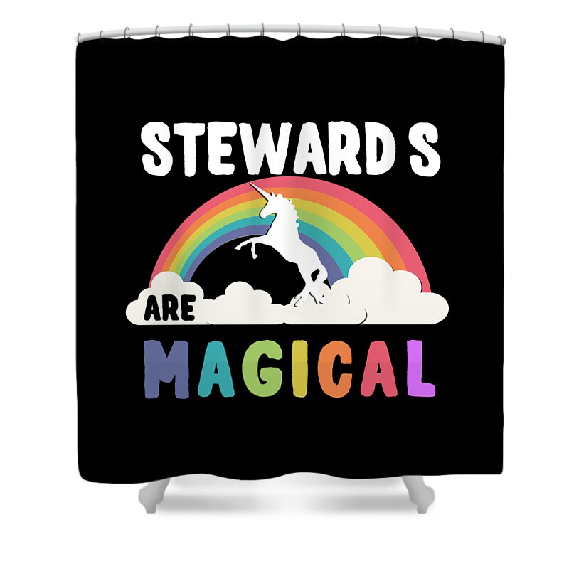 Funny Shower Curtain featuring the digital art Steward S Are Magical by Flippin Sweet Gear