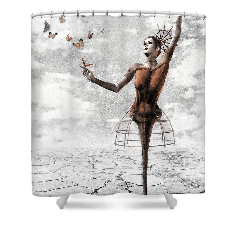 Surreal Shower Curtain featuring the mixed media Still Believe by Jacky Gerritsen
