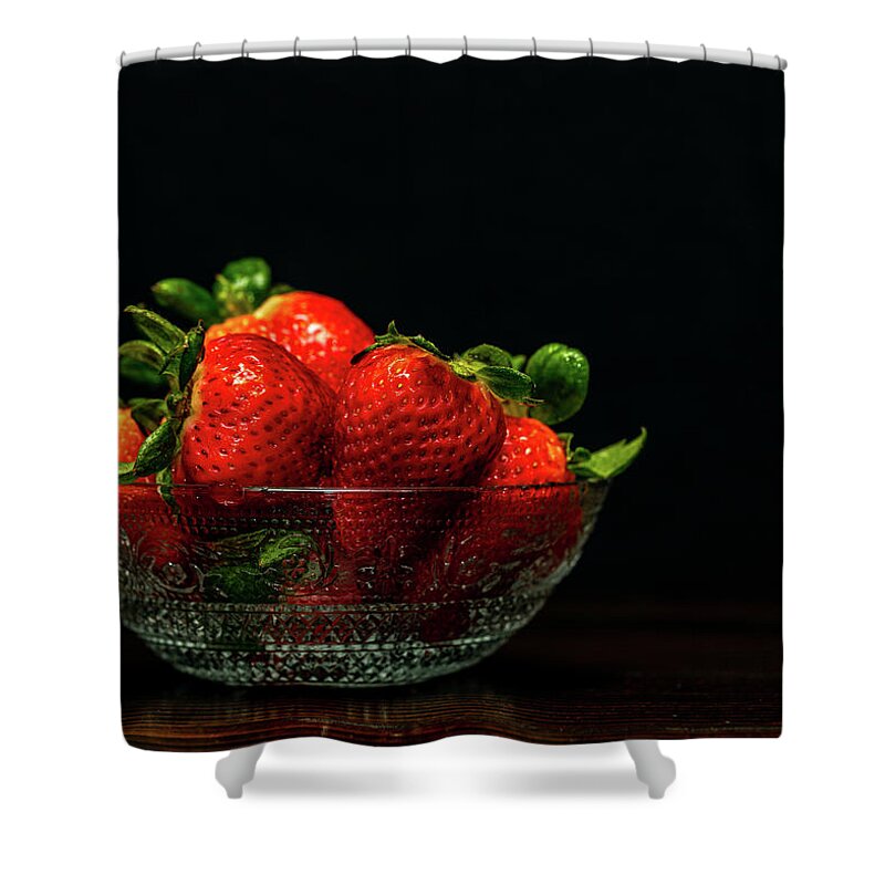 Food Shower Curtain featuring the photograph Still Life - Strawberries by Amelia Pearn