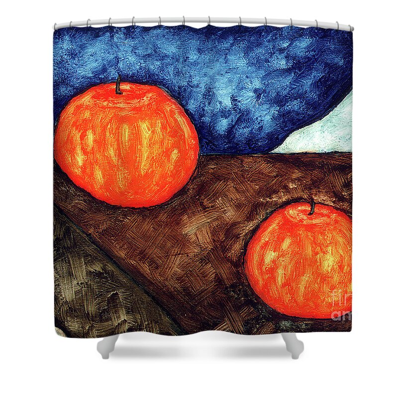 Still Life Shower Curtain featuring the painting Still Life with Apples I by Brian Wayne Bingham