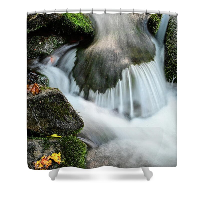 Nature Shower Curtain featuring the photograph Stilled waterfall by Ed Stokes