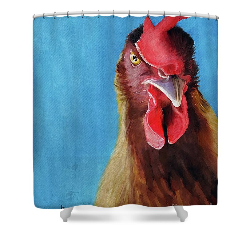 Rooster Shower Curtain featuring the painting Stink Eye by Tammy Lee Bradley