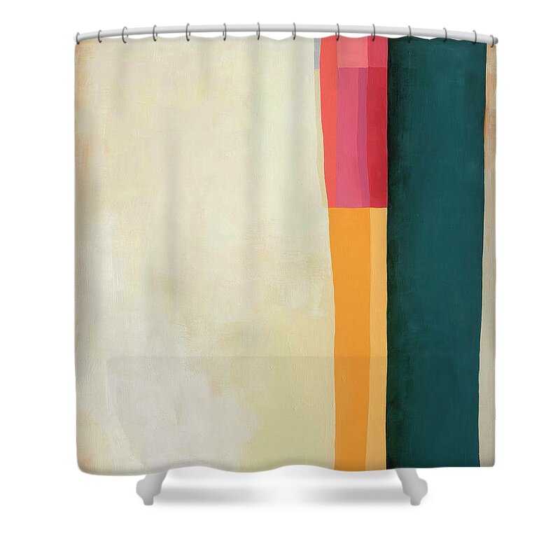 Abstract Art Shower Curtain featuring the painting Stitched Together #2 by Jane Davies