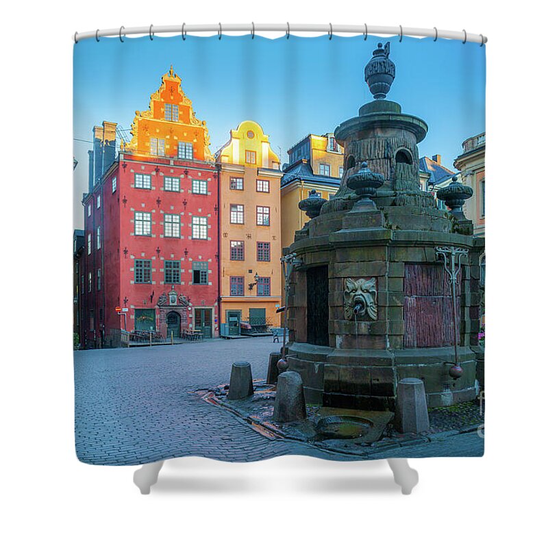 Europe Shower Curtain featuring the photograph Stockholm Stortorget by Inge Johnsson
